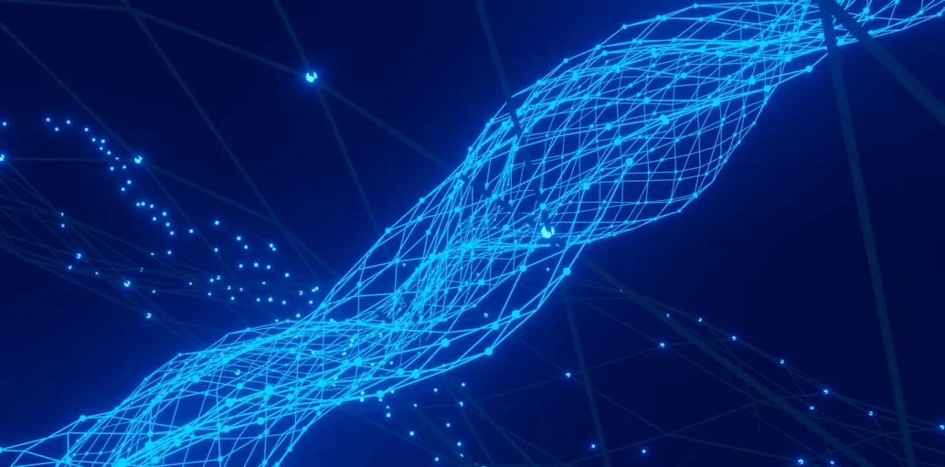 Sfondo astratto blu con linee e punti
